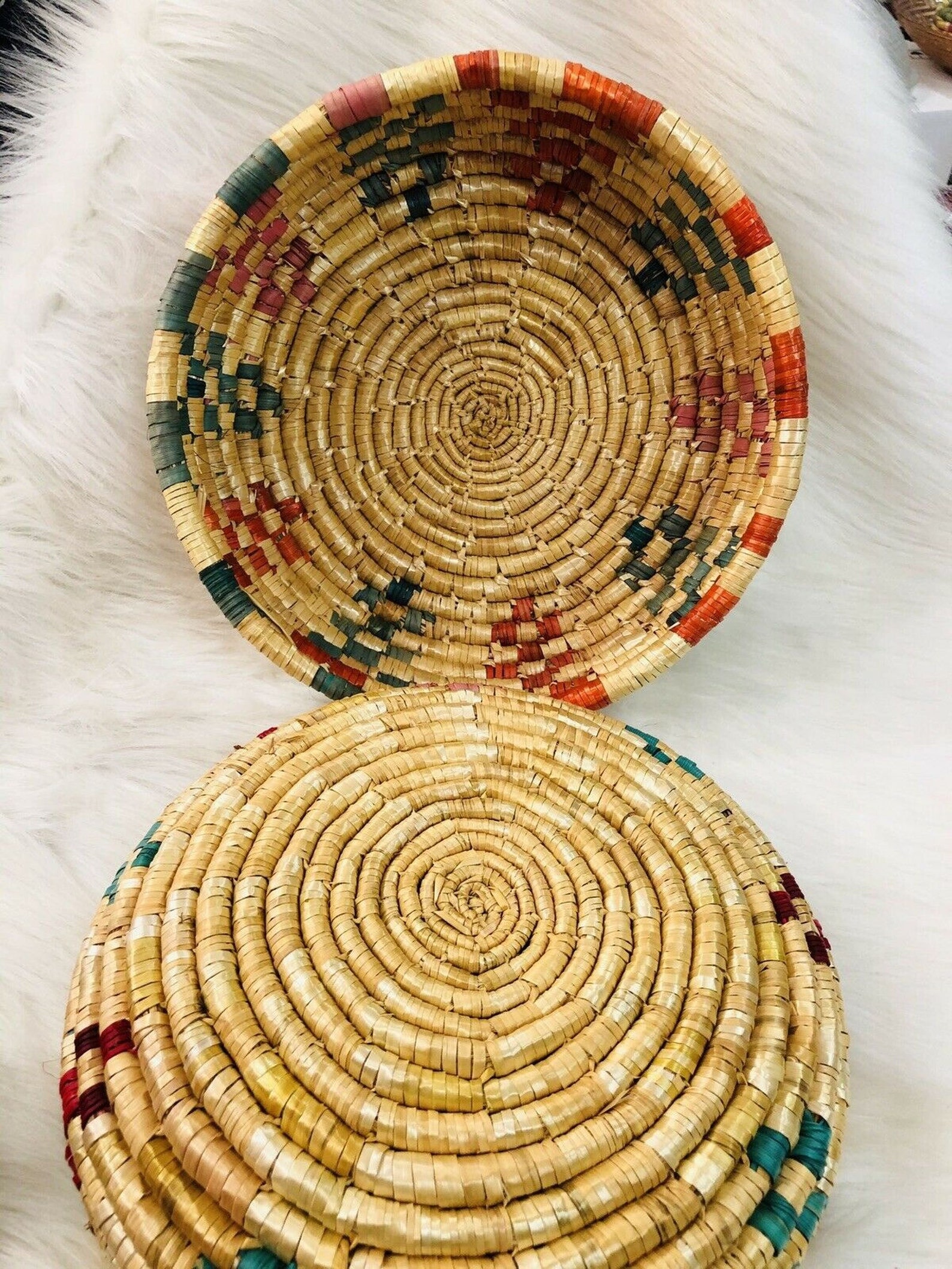 Arabic Fruit Straw Basket Bowl Handmade Gold Color Decor Etsy