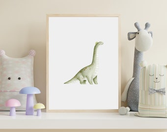 Impresión de dinosaurio neutro, Arte de vivero de Brachiosaurus, Arte de pared imprimible, Decoración de vivero, Decoración de habitaciones, DESCARGA DIGITAL INSTANTÁNEA