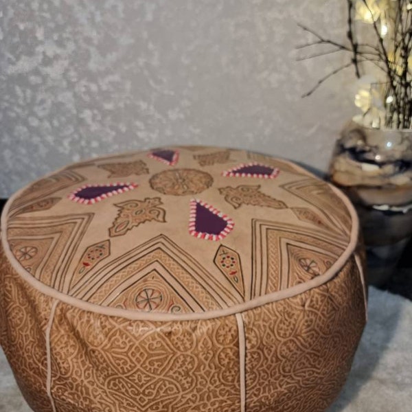 unique Luxury handmade real leather stuffed pouffe footstool & footrest Amazing Ottoman Pouf,