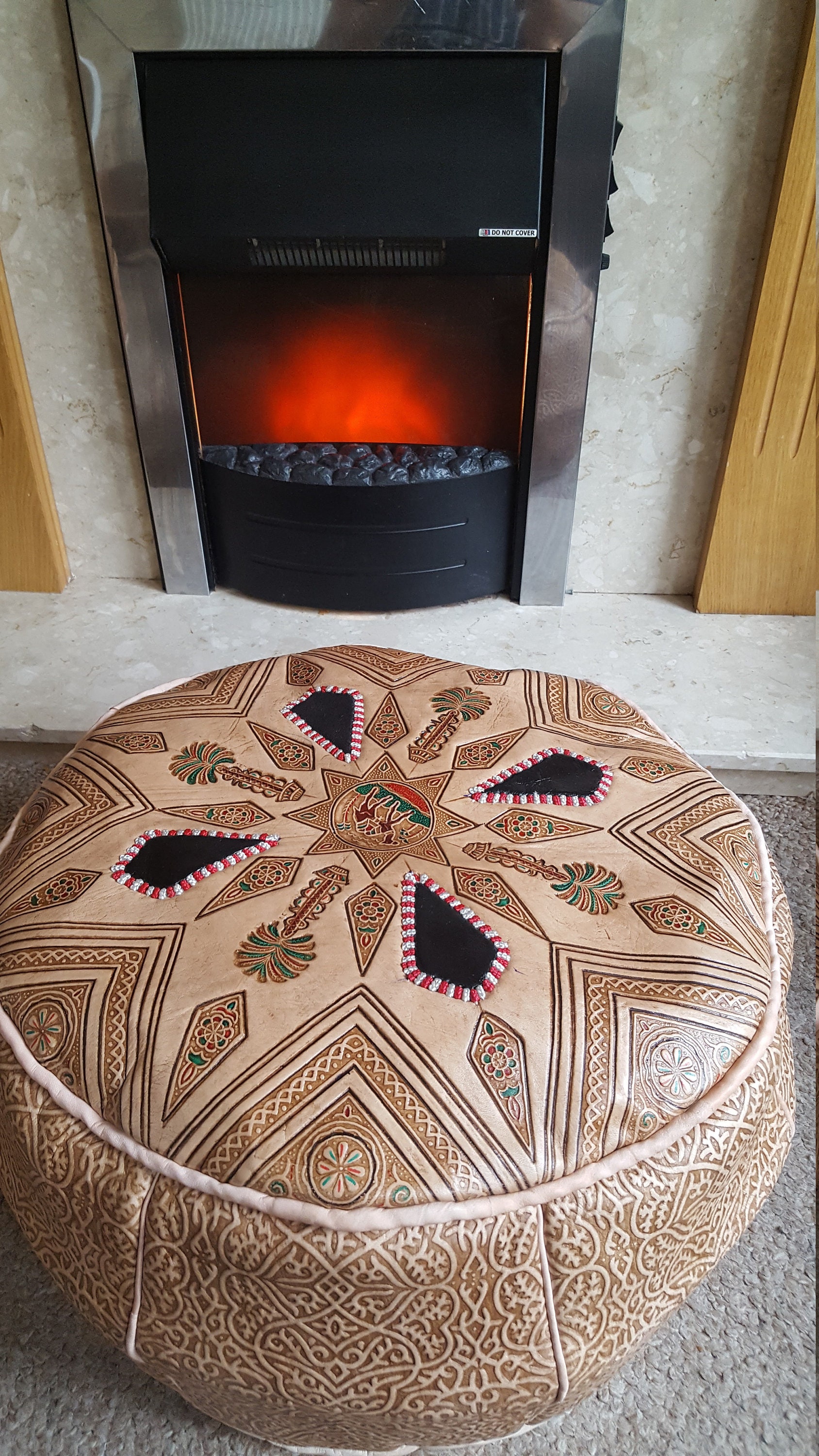 Real leather pouffe with dark brown highlights ready Etsy
