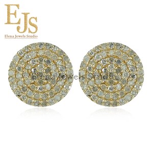 Pave Diamond 14k Gold Stud Earrings