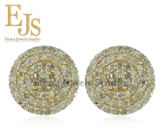 Pave diamond Stud Earring, 14k Solid Gold Stud Earring, Diamond Studs Earrings, Gold Studs Earrings