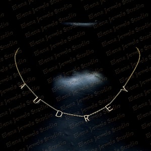 14k Gold Audrey Name Necklace: Personalized Initial Chain