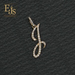14K Massivgold Diamant Initial Anhänger | Benutzerdefinierte Buchstabe Halskette | Zierlicher weißer Diamant Anhänger | Personalisierte Gold Initialen Schmuck, J Initiale