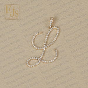 14k Gold & Diamant Anhänger, Gold und Diamant Initial Anhänger, Initial L täglich tragen Gold und Diamant Anhänger, Geschenk für sie