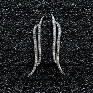 Oxidized Silver Diamond Earcuff: Handmade Party Jewelry