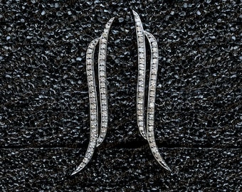 925 argent pavé diamant EARCUFF, diamant marron argent party wear earcuff, argent oxydé diamant élégant earcuff, bijoux faits à la main