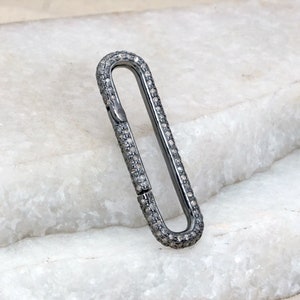 925 silver pave diamond finding, silver diamond long finding, brown diamond jewelry making finding, handmade finding, openable finding