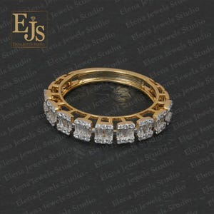 14K Gold & Diamond Ring, Gold And Diamond Beautiful Ring, White Diamond And Baguette Diamond Ring, Wedding Wear Gold And Diamond Ring