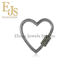 Pave Diamond Silver And Gold Finding, Silver & Diamond Heart Shape Finding, Silver Diamond Openable Finding, Silver Jewelry Making Finding