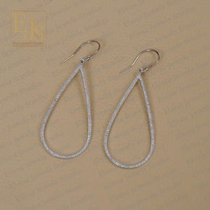 14K White Gold & Diamond Earring, Gold And Diamond Long Earring, White Gold Diamond Beautiful Earring, Wedding Gift Gold Diamond Earring