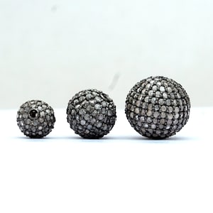 925 silver pave diamond finding, silver diamond beads, round shape diamond finding, jewelry making finding/beads, handmade diamond finding