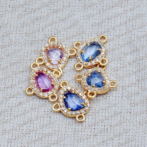 925 silver pave diamond finding, yellow plating gemstone finding, multi sapphire yellow plating silver finding, jewelry making findings
