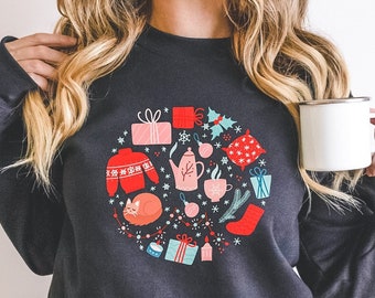 Christmas Ball Sweatshirt, Christmas Doodle Sweater, Christmas Shirt For Women, Christmas Party Sweatshirt, Holiday Sweater