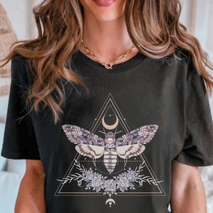 Luna Moth Shirt, Gothic Moth T Shirt, Death Moth Shirt, Skeleton Moth Tee, Retro Moth Shirt, Vintage Moth Shirt, Death Moth Tee, Floral Tee