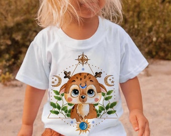 Cute Deer Kids Shirt, Mystical Moon Kids Tee, Forest Animal Toddler Shirt, Boho Moon Kids T-Shirt, Cottagecore Clothes, Deer Lover Gift