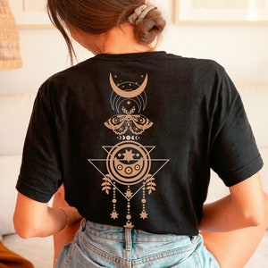 Fairycore Moth Shirt, Cottagecore Clothes, Boho Moon Phase T Shirt, Witchy Moon Shirt, Dreamcatcher Tee, Luna Moth Shirt, Celestial Clothes Black