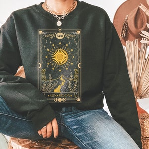 Sun And Moon Tarot Card Sweatshirt, Celestial Mystical Sweater, Witchy Moon Pullover, Indie Aesthetic Sweatshirt, Mystical Celestial Shirt