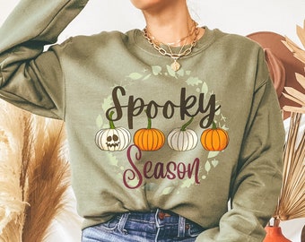 Spooky Season Halloween Sweatshirt, Cute Pumpkin Fall Sweater, Autumn Season Pullover, Pumpkins Season Sweatshirt, Fall Oktober Sweatshirt