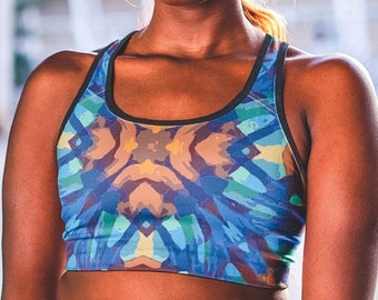 Hippie Top, Yoga Pilates Gym Workout Top, Boho Hippie Festival Top, Women's Seamless Sports Bra, Rave Festival Fashion, Training Top