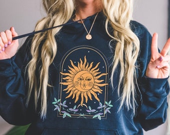 Celestial Sun And Moon Hoodie, Witchy Mystical Hoodie, Aesthetic Indie Hoodie, Indie Clothing, Boho Sun And Moon Hoodie, Unisex Hoodie