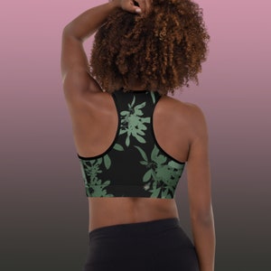 LEAVES SPORTS TOP, Gym Clothes, Plants Printed Yoga Bra, Yoga Sports Bra, Hippie Workout Top image 5