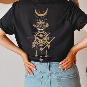 Fairycore Moth Shirt, Cottagecore Clothes, Boho Moon Phase T Shirt, Witchy Moon Shirt, Dreamcatcher Tee, Luna Moth Shirt, Celestial Clothes image 2