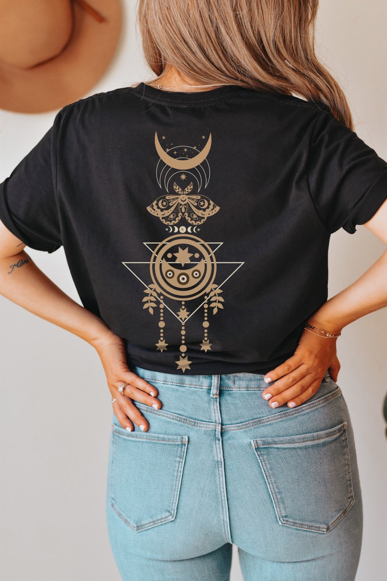 Fairycore Moth Shirt, Cottagecore Clothes, Boho Moon Phase T Shirt, Witchy Moon Shirt, Dreamcatcher Tee, Luna Moth Shirt, Celestial Clothes image 2