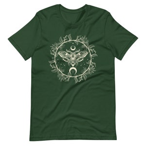 Floral Luna Moth Tee, Cottagecore, Gothic, Spirituality Shirt, Dark Academia Shirt, Witchy Luna Moth Shirt, Celestial Butterfly T-Shirt Forest