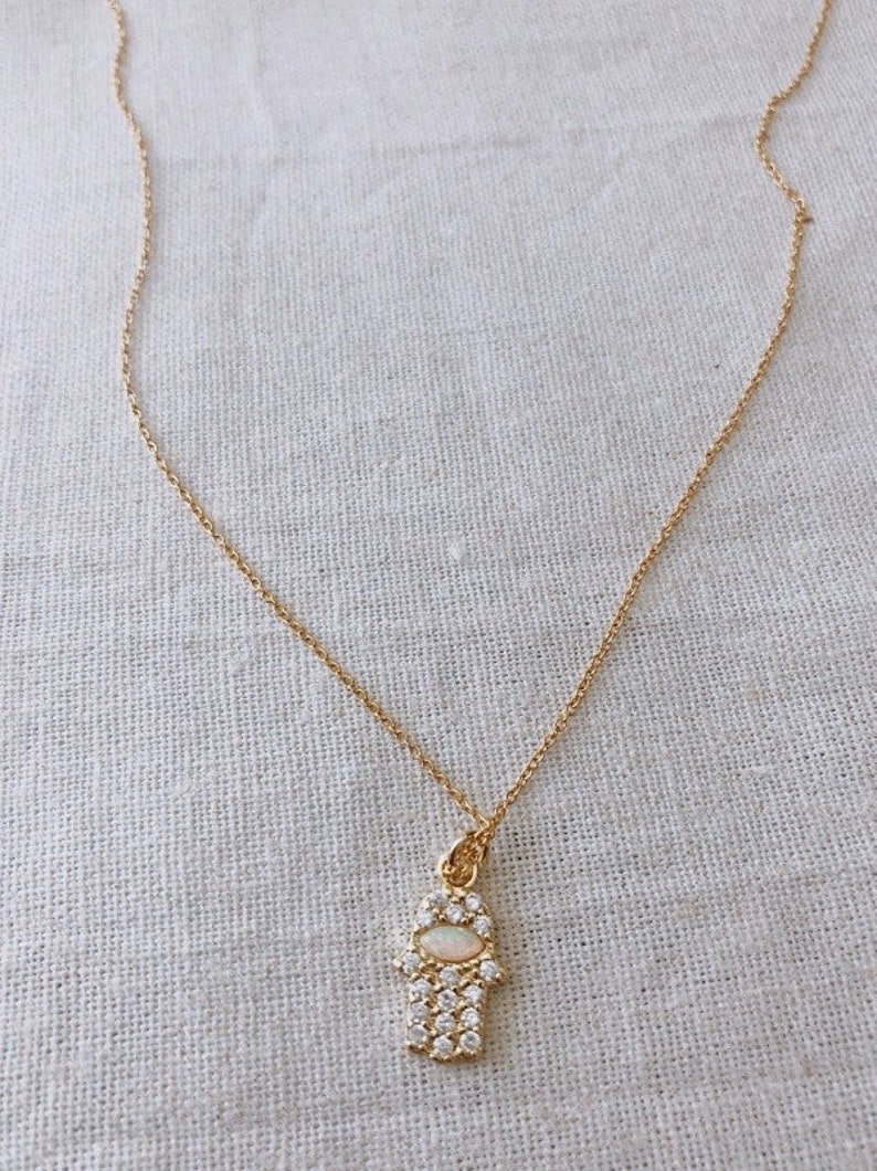 Hamsa Hand Opal Necklace Dainty Necklace Dainty Custom Jewelry Dainty Jewelry