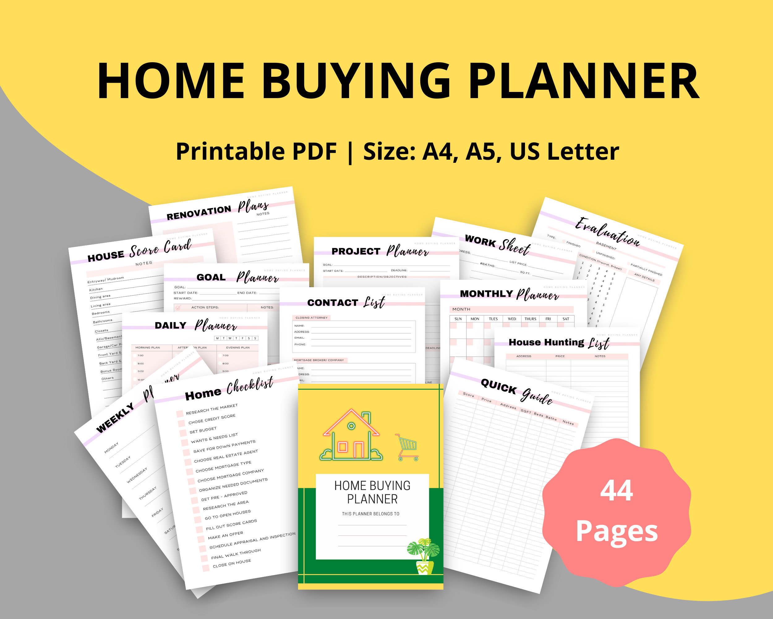 Home Buyer Planner: Home Buying Checklist Real Estate Buying | Etsy
