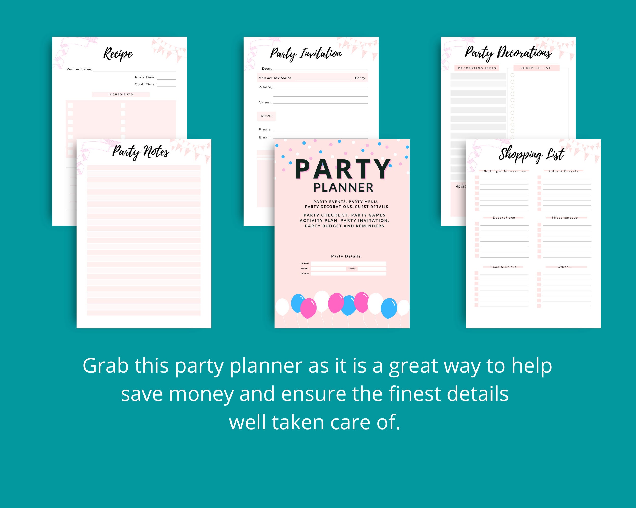 Event Planner and Party Planner Printable Menu Planner | Etsy