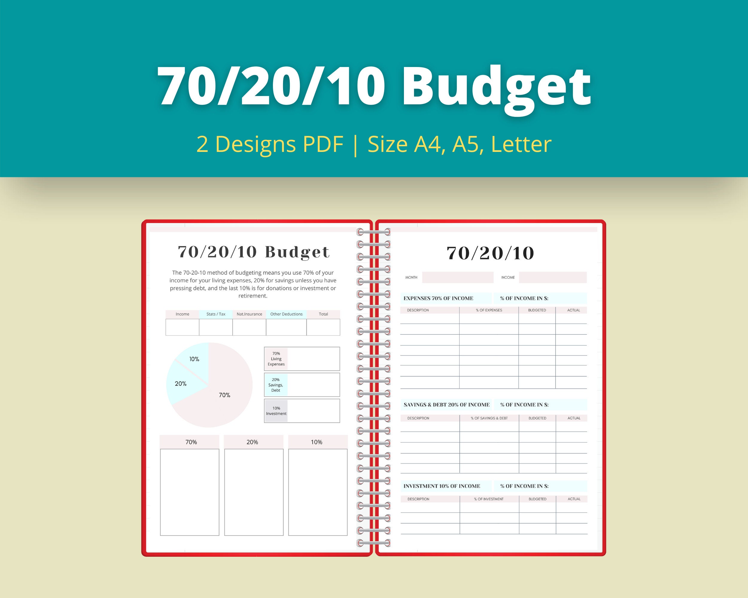 70 20 10 Budget Planner 70 20 10 Template 70 20 10 Method Etsy