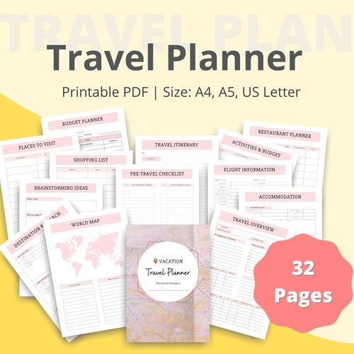 Travel Planner Printable Vacation Planner Road Trip Holiday | Etsy