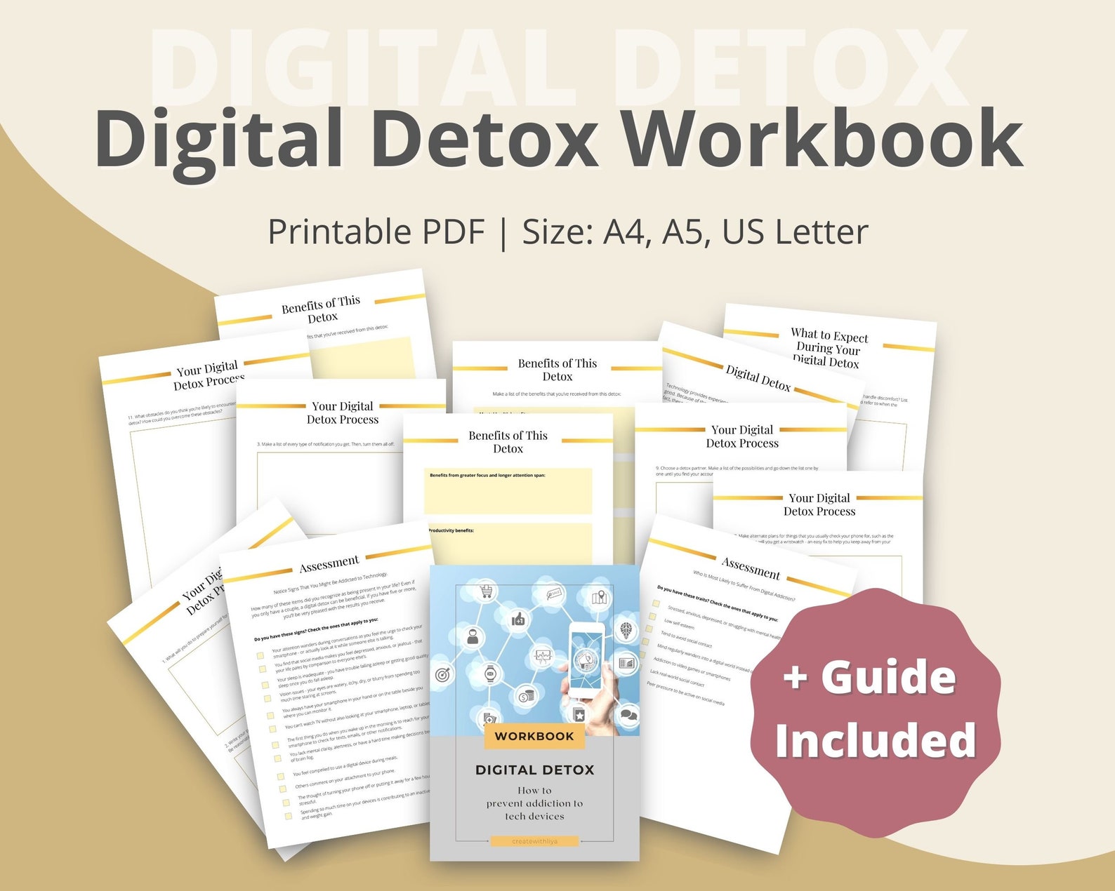 Digital Detox Workbook Digital Detox Assessment Digital Etsy