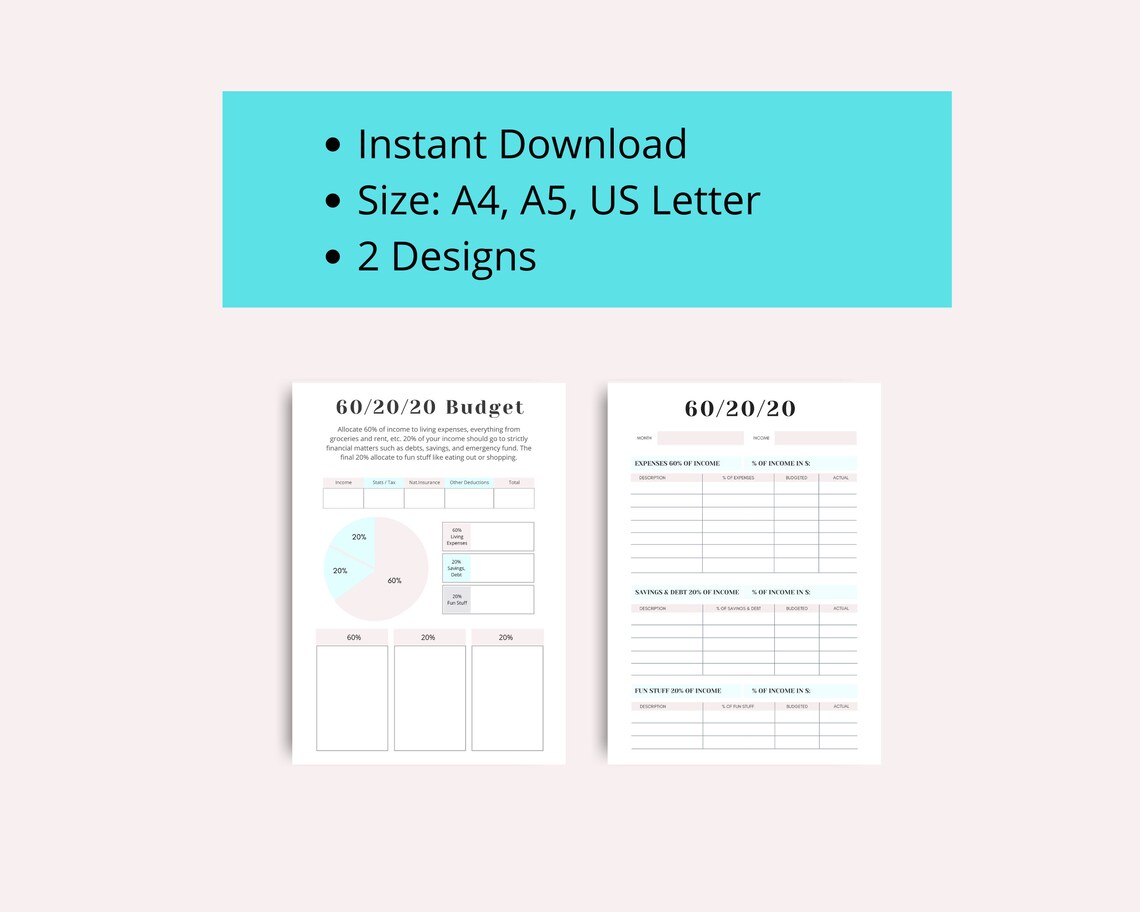 60/20/20 Budget Planner 60 20 20 Template 60 20 20 Method Etsy 60/20/20 Budget Planner 60 20 20 Template 60 20 20 Method Etsy
