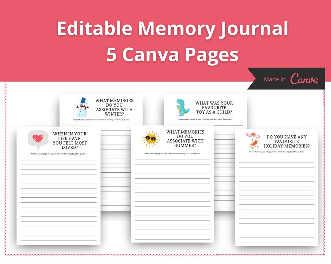 CANVA Memory Journal 5 Page Journal Instant Download - Etsy