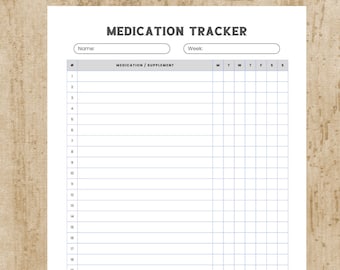 Medication Tracker Printable: Weekly Medication Log (Instant Download)