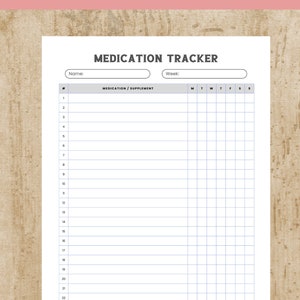 Medication Tracker Printable: Weekly Medication Log (Instant Download)
