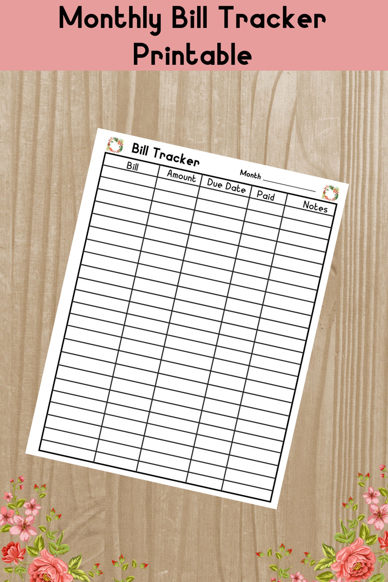 Bill Tracker Printable |bill Payment Sheet| Bill Organizer| A4 Bill ...