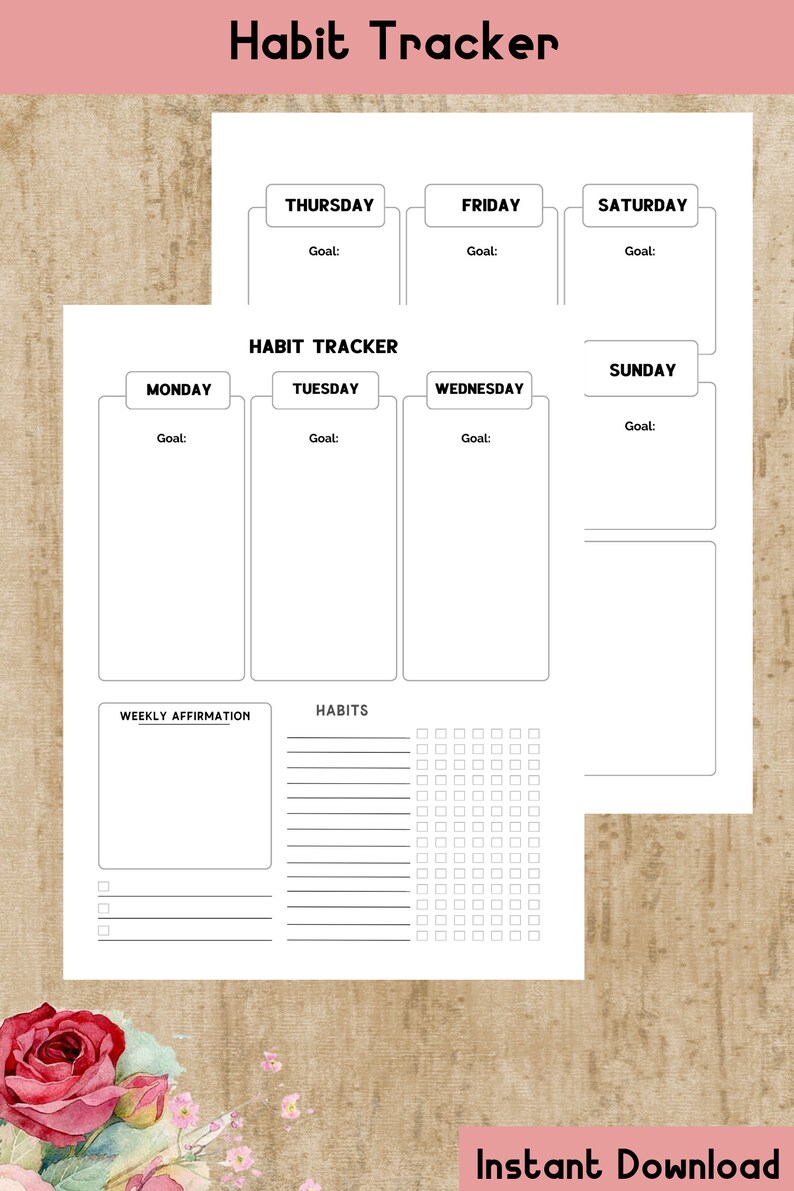 Weekly Habit Tracker Printable: Routine Planner (instant Download) - Etsy