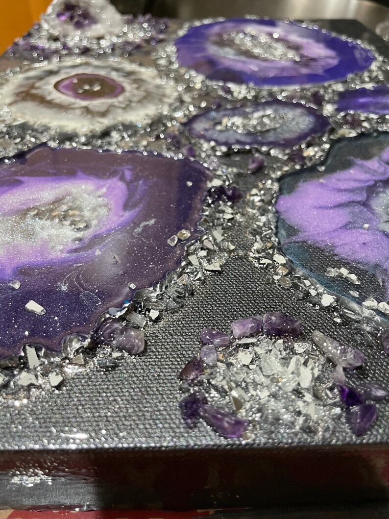 Amethyst inspired 3D Resin Geode Painting