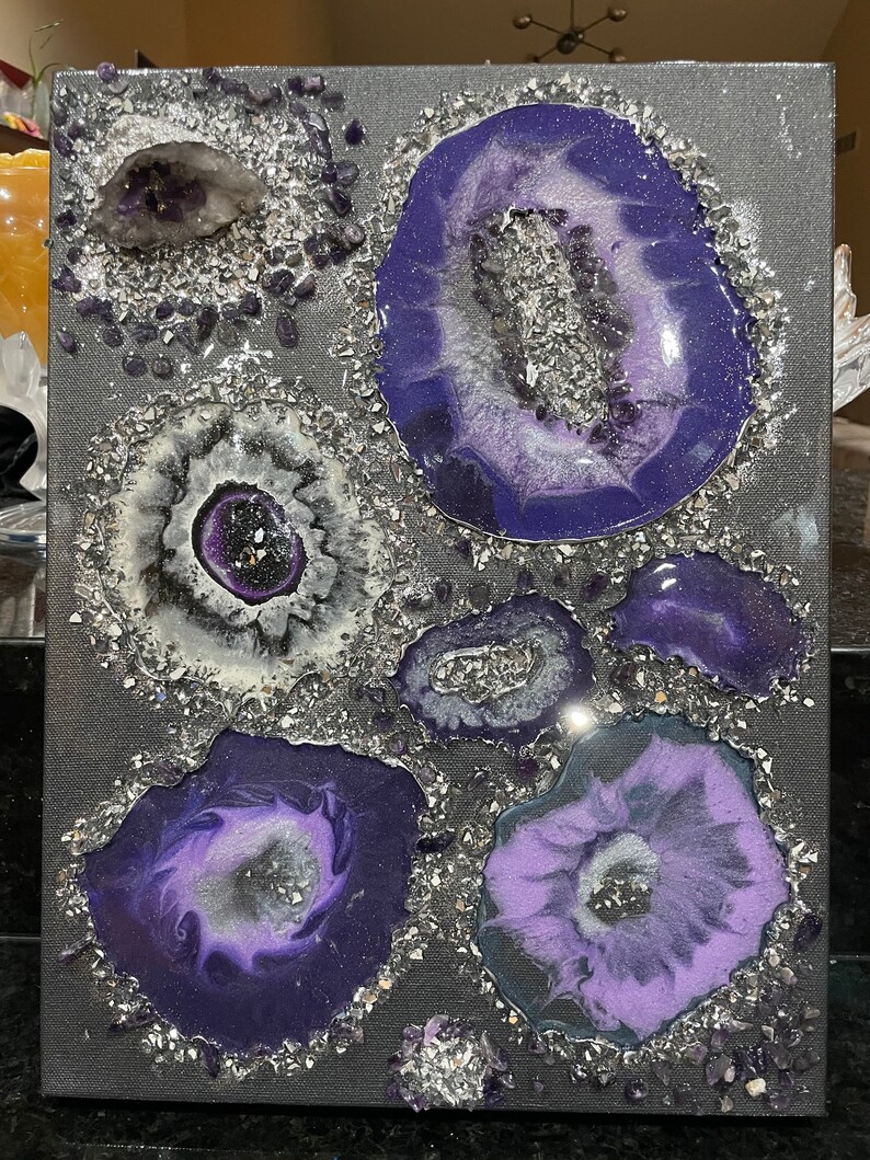 Amethyst inspired 3D Resin Geode Painting