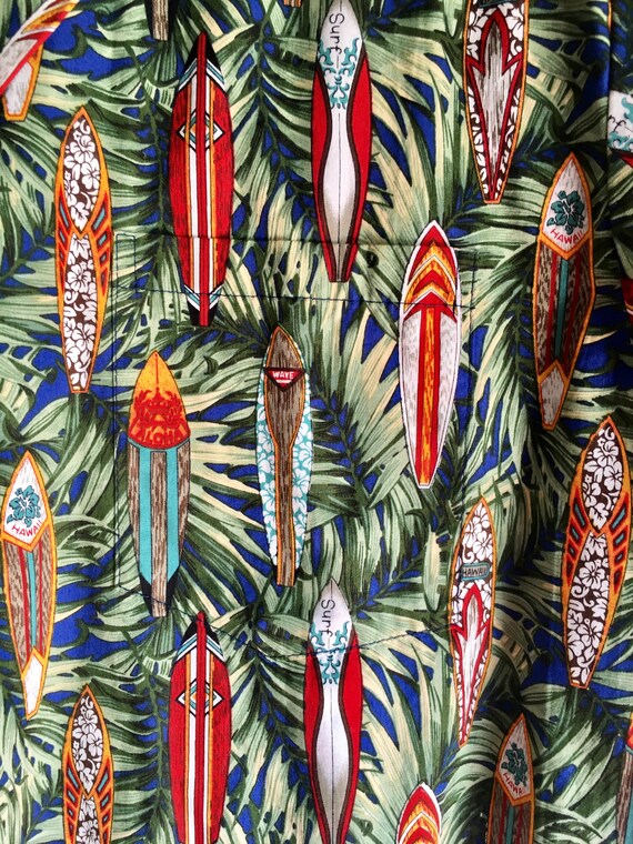 Vintage Surfboard themed Hawaiian Shirt from RJC 2X… Gem