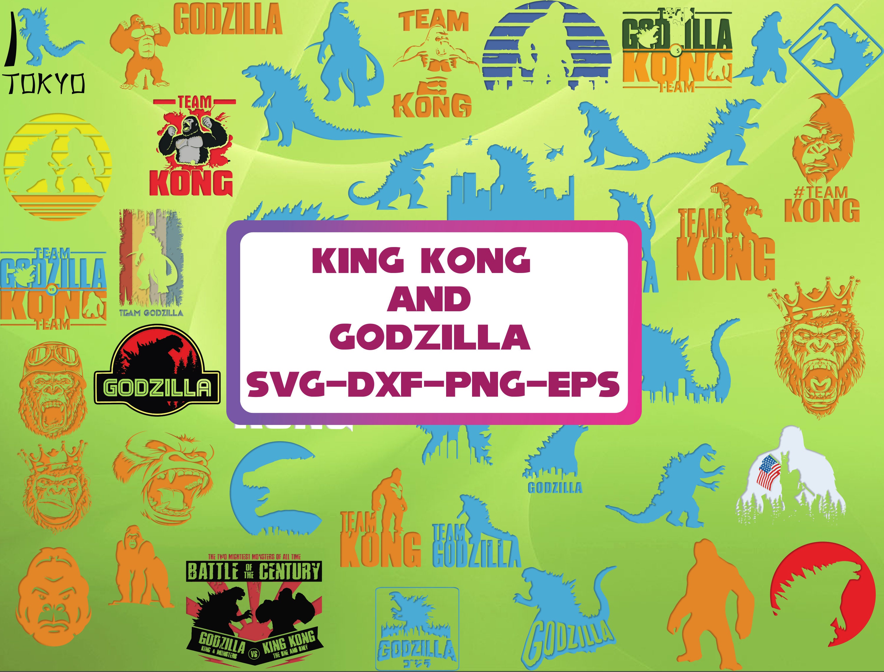 Download Bundle 30 Kong Vs Godzilla SVG Bundle Silhouette Cut Files | Etsy