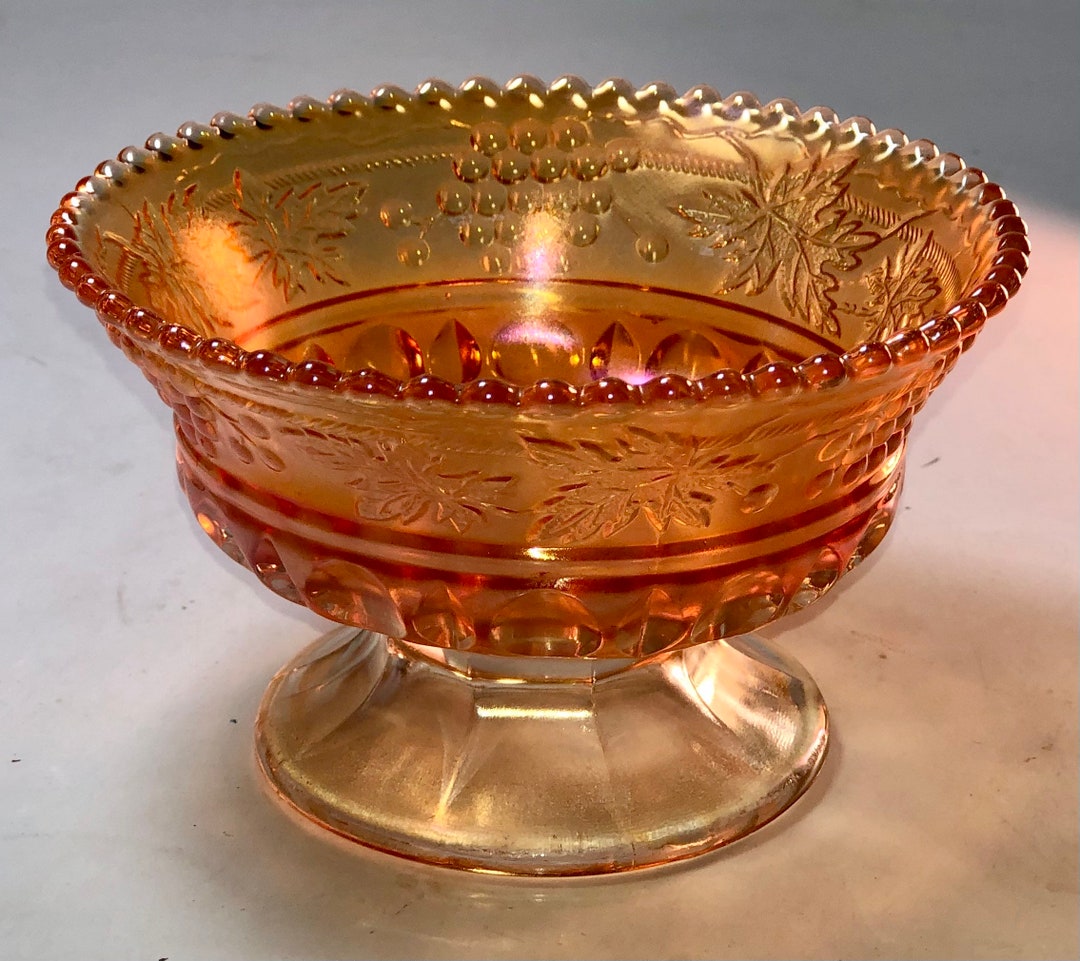 1177 Carnival Glass Footed Candy Dish Rubigold. Marked Etsy