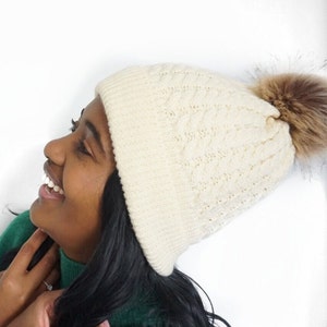 Handmade Knit Beanie, Satin Lined Winter Hat