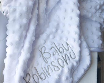 Personalized Baby Blanket with Name Embroidery, Custom Newborn Gift, Soft Infant Blanket, Baby Shower or Christmas Gift for Boy or Girl