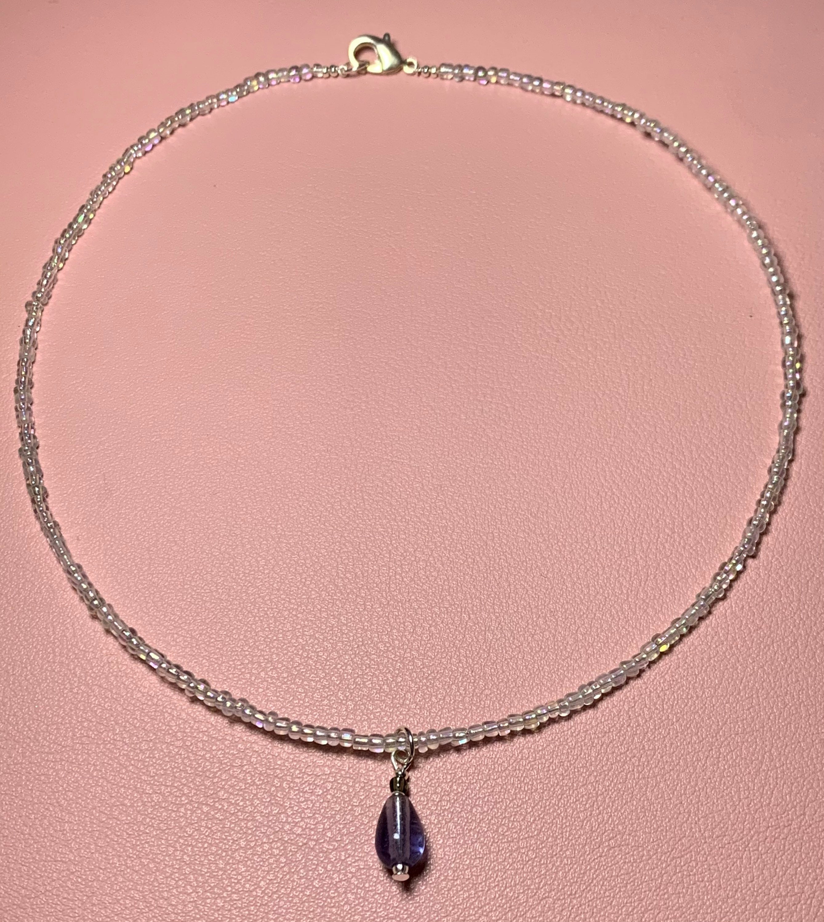 Handmade Sterling Silver Wire Choker Necklace with Iridescent Etsy