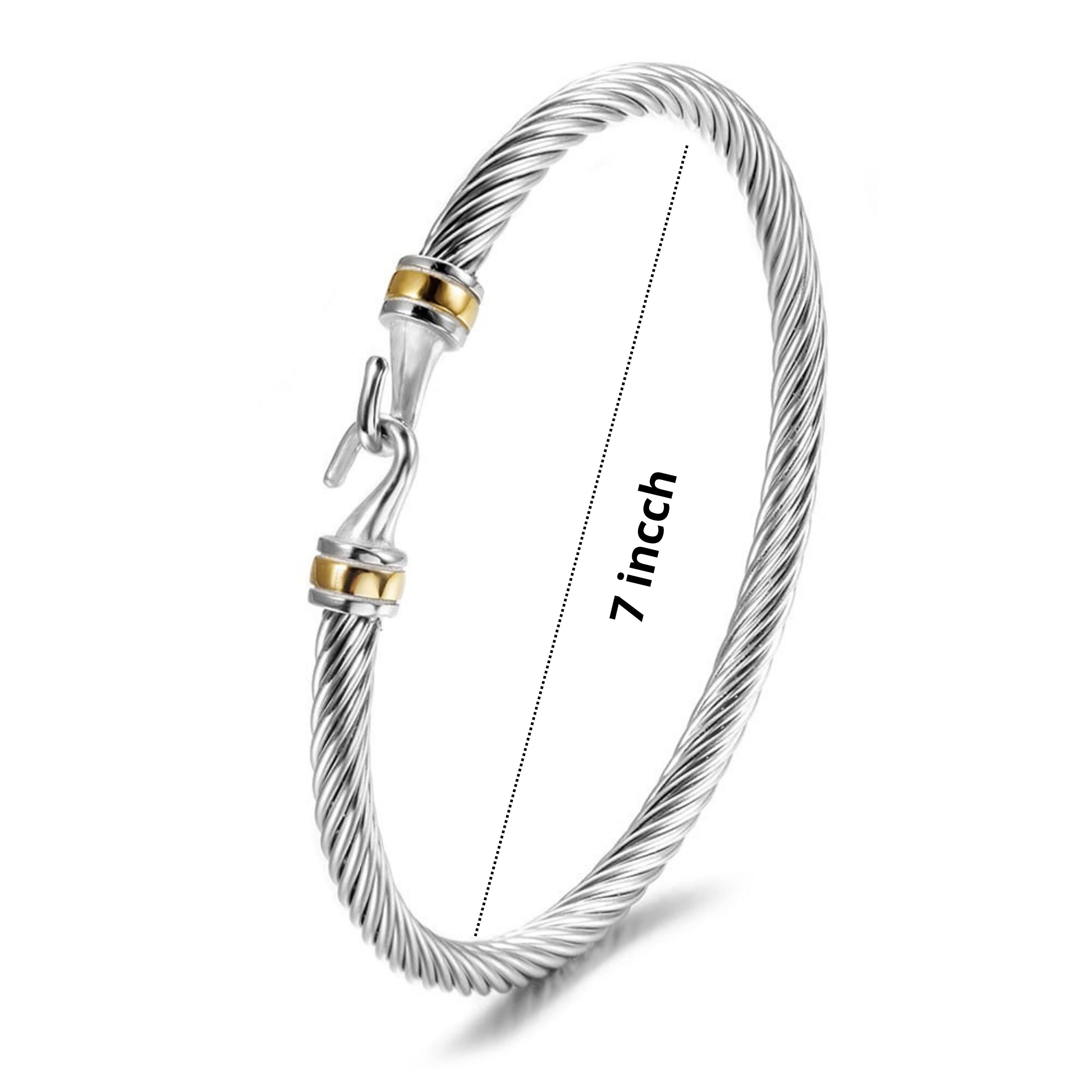 Gold Silver Cable Bracelet Stack Two Tone Bracelet for Women gold